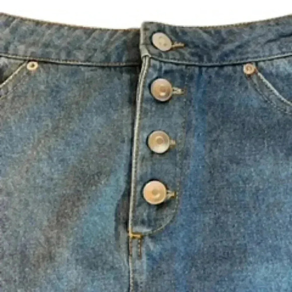 Forever 21 Button Front Jean Denim Skirt Junior Sz Small Business EUC - Picture 2 of 7
